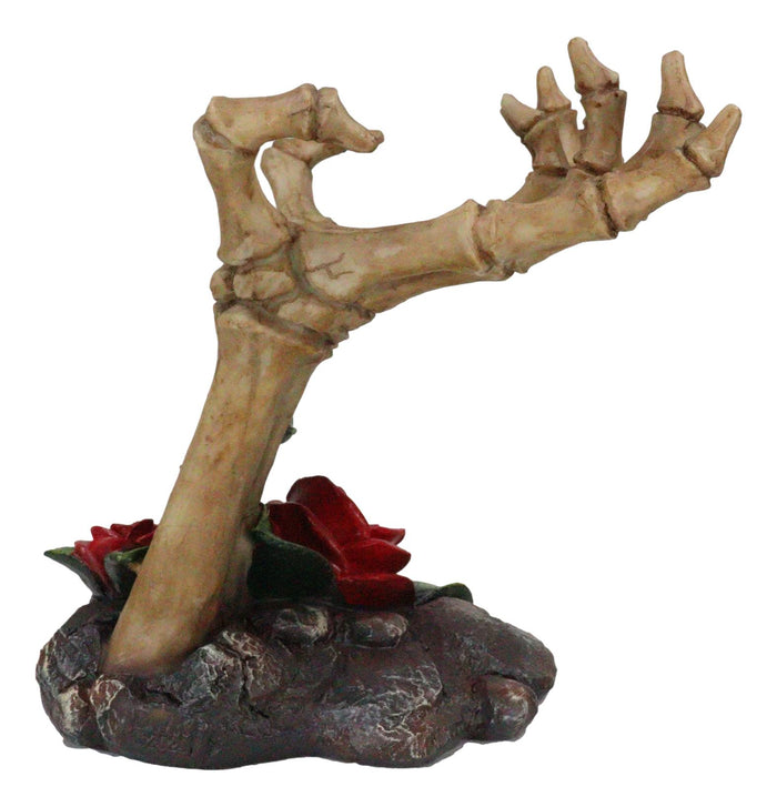 Day Of The Dead Skeleton Hand Rose Jewelry Stand By DWK Necklaces Rings Earrings