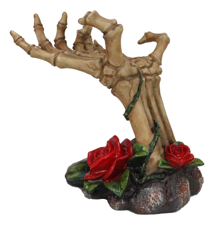 Day Of The Dead Skeleton Hand Rose Jewelry Stand By DWK Necklaces Rings Earrings