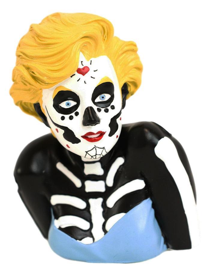 Day Of The Dead Sugar Skull Blonde Marilyn In Blue Tie Tube Top Figurine 4" Tall