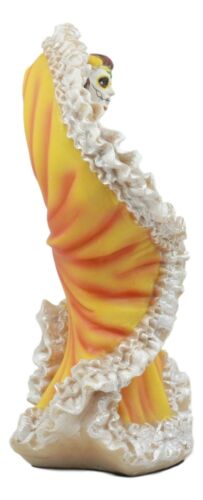 Day Of The Dead Traditional Orange Gown Sugar Skull Dancer Statue Vivas Calacas