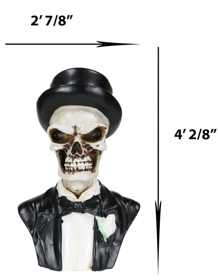 Day Of The Dead Wedding Groom Gentleman Skeleton Skull In Tuxedo Mini Figurine