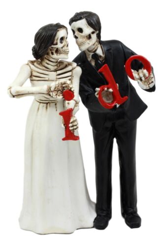 Day Of The Dead Wedding Skeleton Bride & Groom Cake Topper Figurine Love Eternal