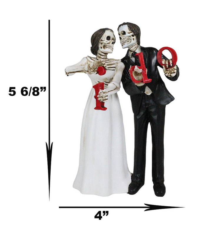 Day Of The Dead Wedding Skeleton Bride & Groom Cake Topper Figurine Love Eternal