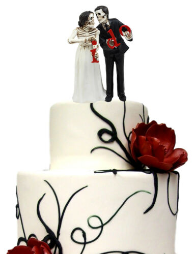 Day Of The Dead Wedding Skeleton Bride & Groom Cake Topper Figurine Love Eternal