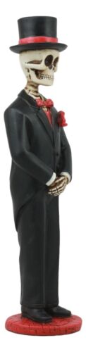 Day Of The Dead Wedding Skeleton Groom In Black Outfit Statue 9"H Dia De Muertos