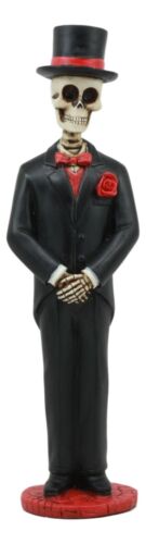 Day Of The Dead Wedding Skeleton Groom In Black Outfit Statue 9"H Dia De Muertos