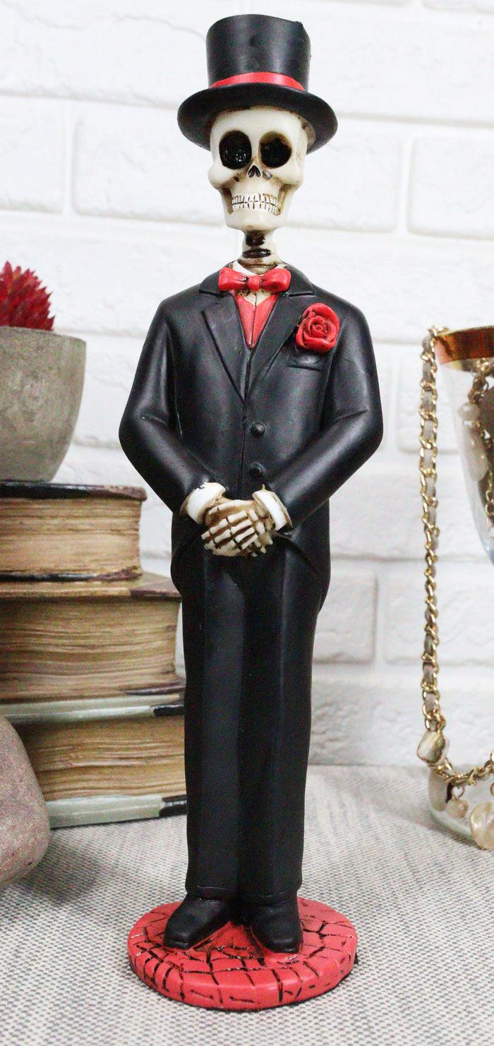 Day Of The Dead Wedding Skeleton Groom In Black Outfit Statue 9"H Dia De Muertos