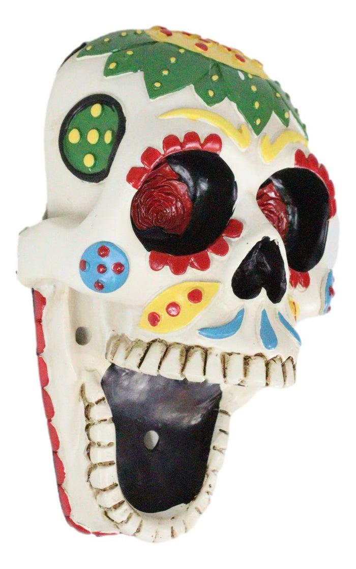 Day Of The Dead White Sunflower Sugar Skull Wall Bottle Opener Home Kitchen