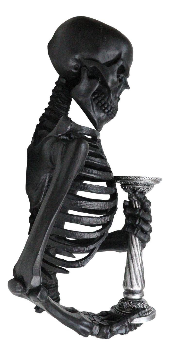 De Mortuis Hallow Impaled Grinning Bone Skeleton Wall Candleholder Sculpture 18"