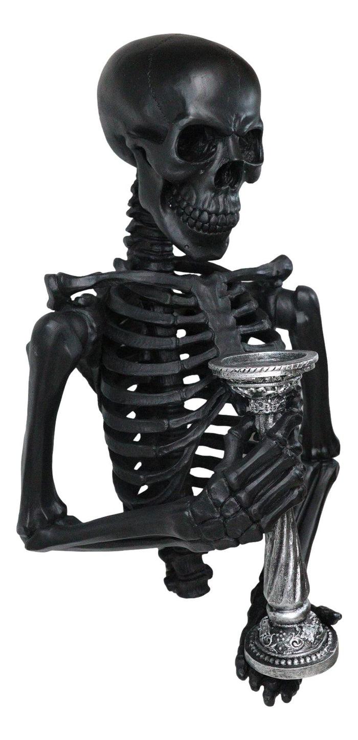 De Mortuis Hallow Impaled Grinning Bone Skeleton Wall Candleholder Sculpture 18"