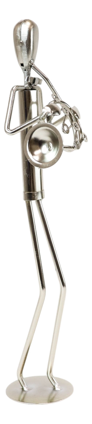Decorative Hand Made Recycled Metal Tuba Instrument Player Musician Statue