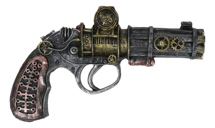 Decorative Industrial Sci Fi Steampunk Blaster Pistol Gun Prototype Figurine