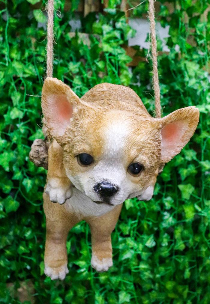 Deer Head Chihuahua Puppy Dog On Branch Swing Hanger Wall Decor Figurine Deer Head Chihuahua Puppy Dog On Branch Swing Hanger Wall Decor Figurine