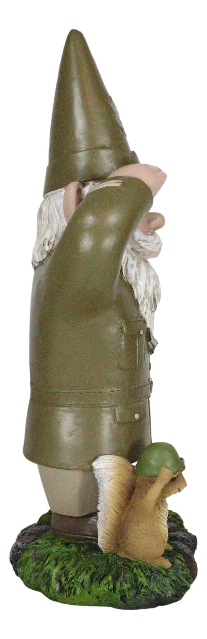 Defend The Homeland USA Patriotic Armed Forces Army Gnome With Squirrel Statue