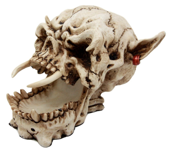 Demon Pirate Skull Figurine 6.5"L Fanged Bone Vampire Marauder Skeleton Decor