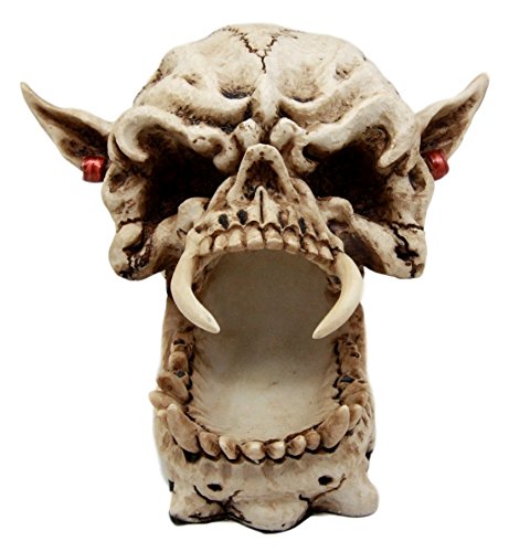 Demon Pirate Skull Figurine 6.5"L Fanged Bone Vampire Marauder Skeleton Decor