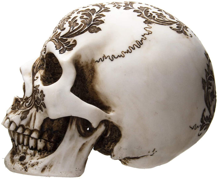 Dias De Muertos Baroque Floral Decor Weaving Byzantine Damask Skull Figurine