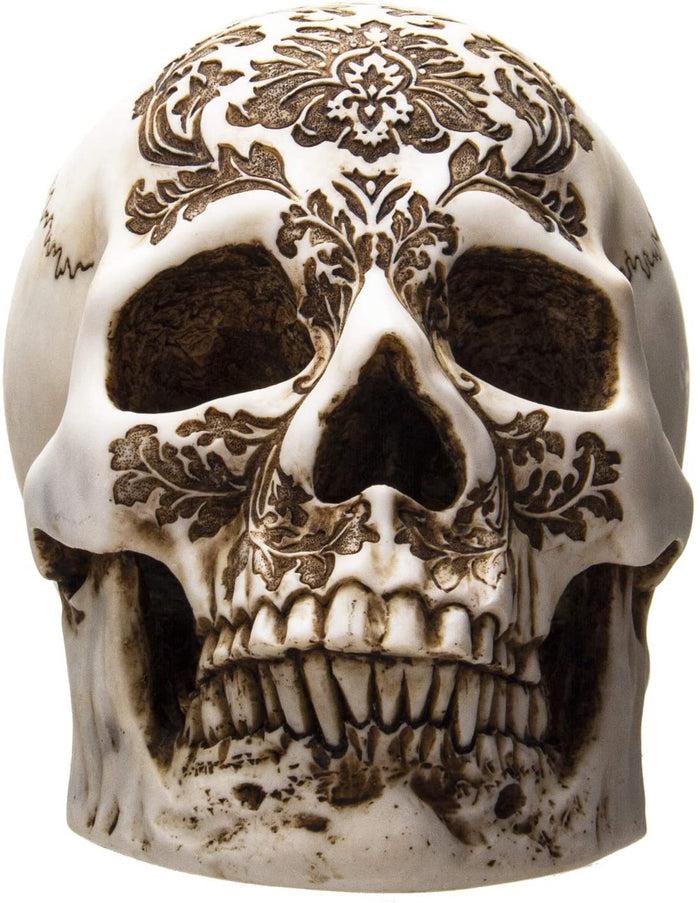 Dias De Muertos Baroque Floral Decor Weaving Byzantine Damask Skull Figurine