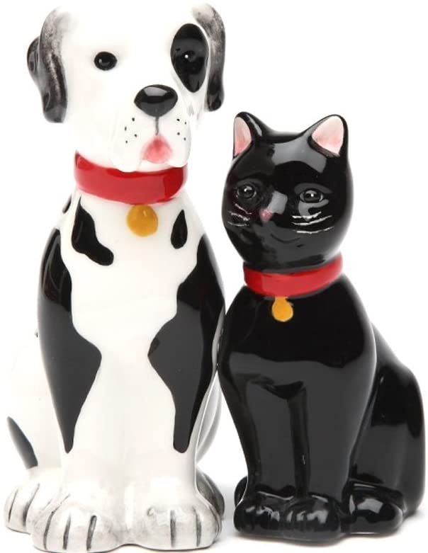 Dog and Cat Good Friends Magnetic Ceremic Salt and Pepper Shakers Set Dog and Cat Good Friends Magnetic Ceremic Salt and Pepper Shakers Set