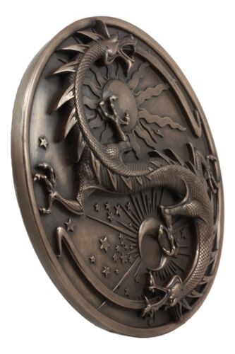 Double Dragon Alchemy Night And Day Yin Yang Astrology Fusion Wall Plaque Decor