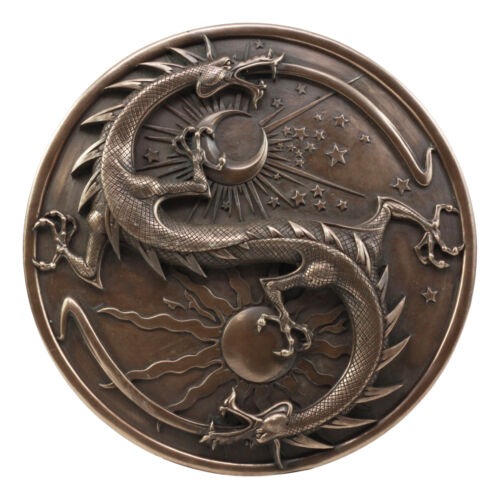 Double Dragon Alchemy Night And Day Yin Yang Astrology Fusion Wall Plaque Decor