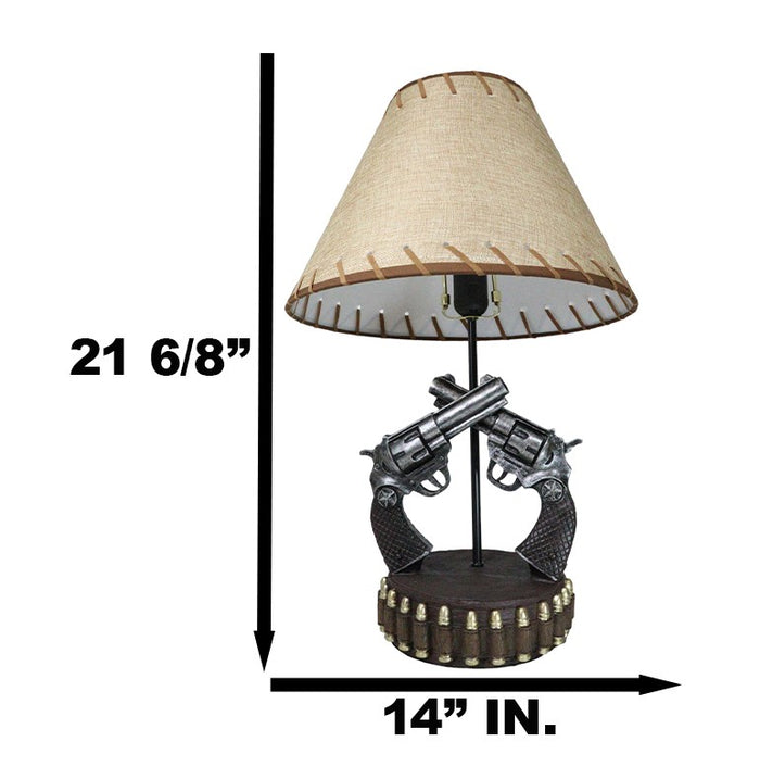 Double Six Shooter Revolver Gun Pistols With Belt Bullets Table Lamp Statue