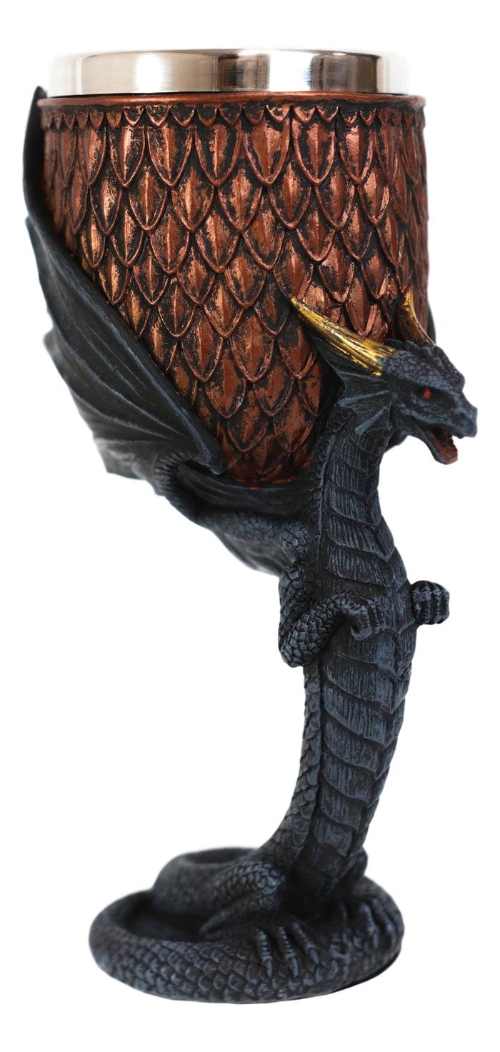Dragon Scales With Servant Winged Drake Stem Base Drinking Wine Goblet Chalice