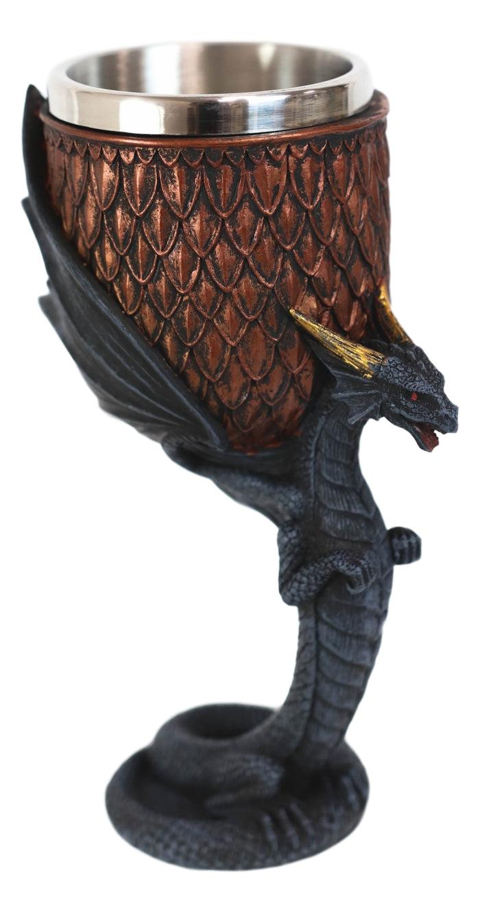 Dragon Scales With Servant Winged Drake Stem Base Drinking Wine Goblet Chalice