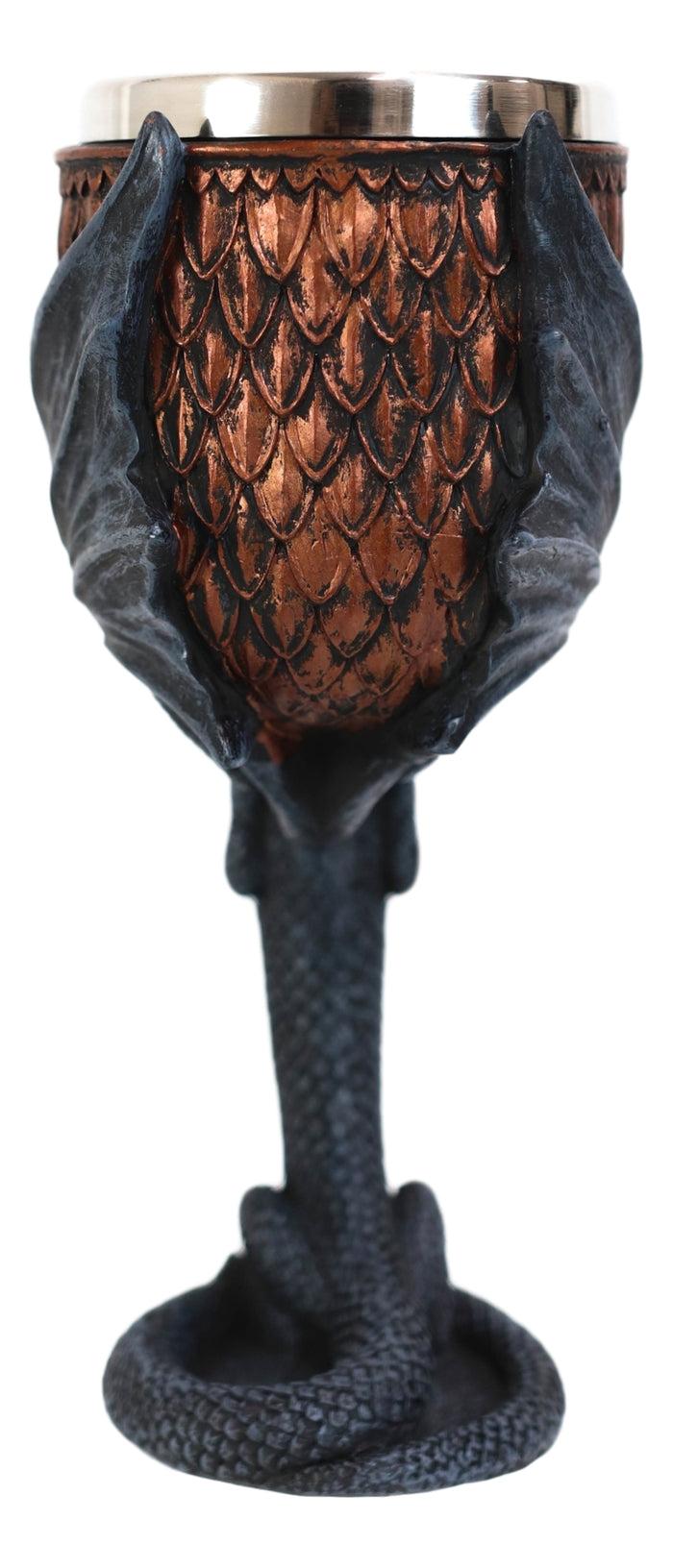 Dragon Scales With Servant Winged Drake Stem Base Drinking Wine Goblet Chalice