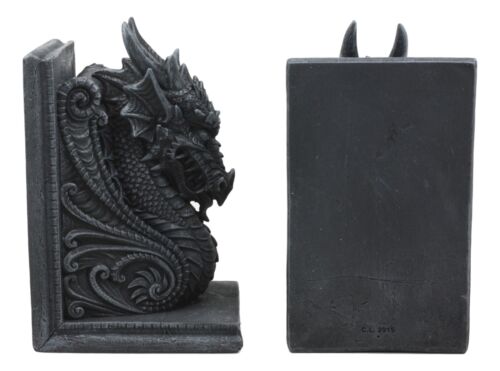 Dragonstone Gothic Guardian Of Bibliography Dragon Bookend Set Of Two Figurine