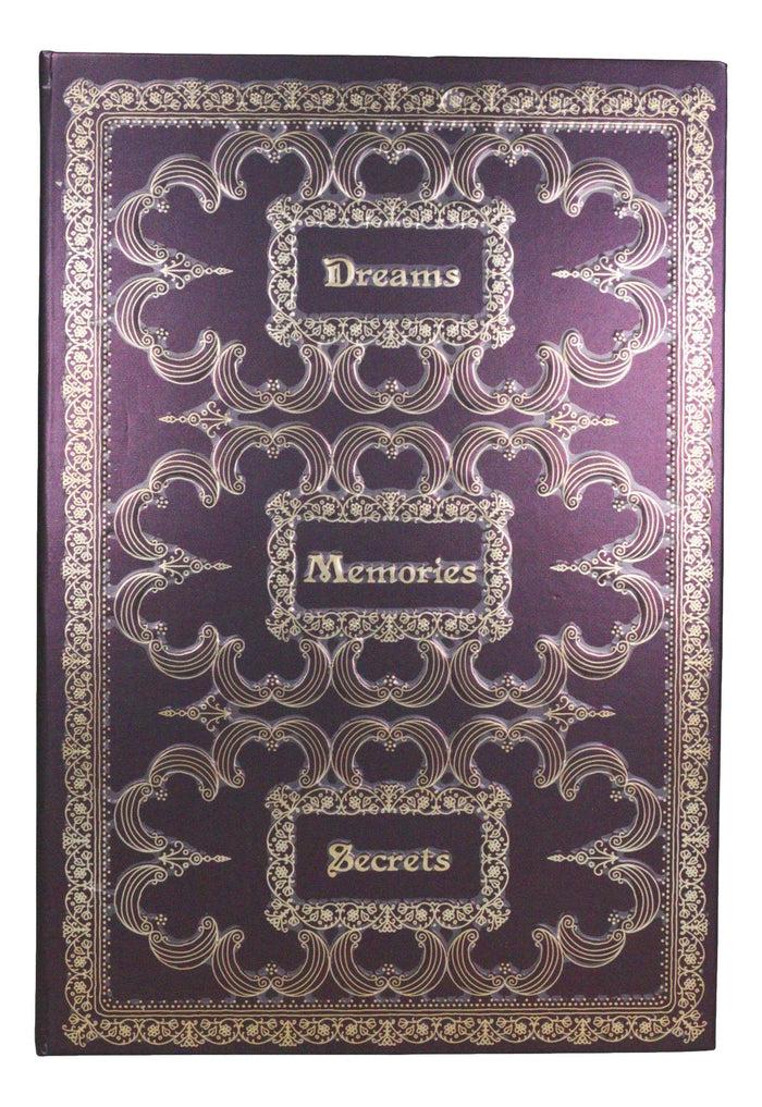 Dreams Memories Secrets Floral Scroll Art Embossed Blank Page Journal Book