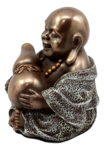 Drunken Hotei Happy Buddha With Wine Gourd Figurine 4"H Keepsake Amulet Statue
