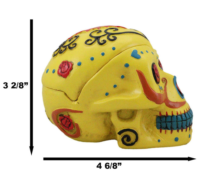 Dulce De Muerte Day Of The Dead Yellow Sugar Skull Ashtray Tribal Skull Ashtray