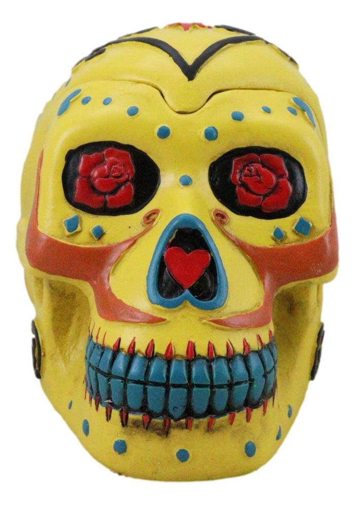 Dulce De Muerte Day Of The Dead Yellow Sugar Skull Ashtray Tribal Skull Ashtray