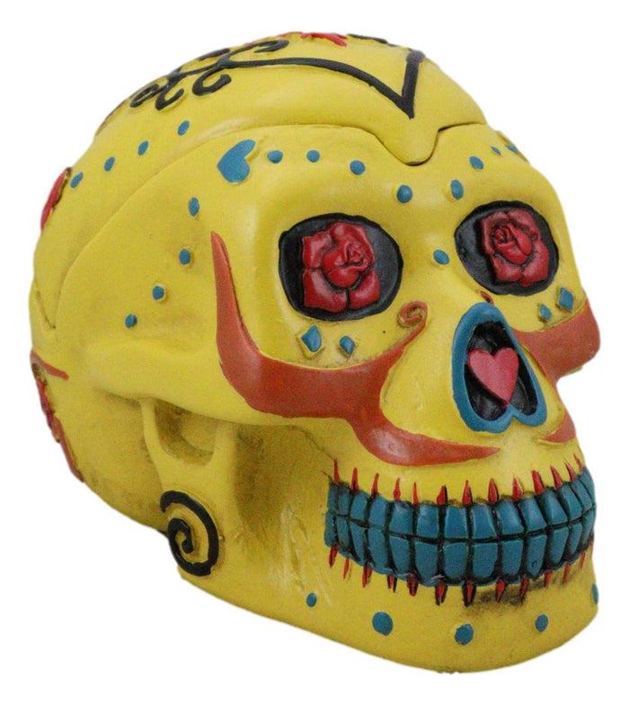 Dulce De Muerte Day Of The Dead Yellow Sugar Skull Ashtray Tribal Skull Ashtray