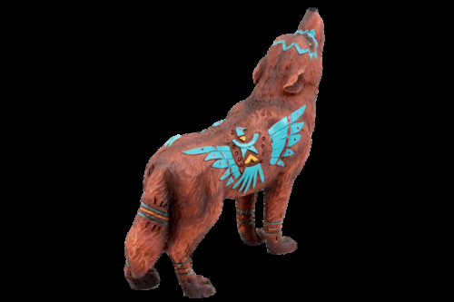 Eagle Vision Native Tribal Howling Wolf Totem Spirit Figurine Collection 6.25"L