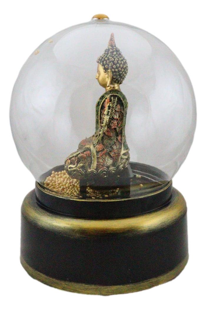 Eastern Enlightenment Buddha Meditating Air Powered LED Light Golden Water Globe