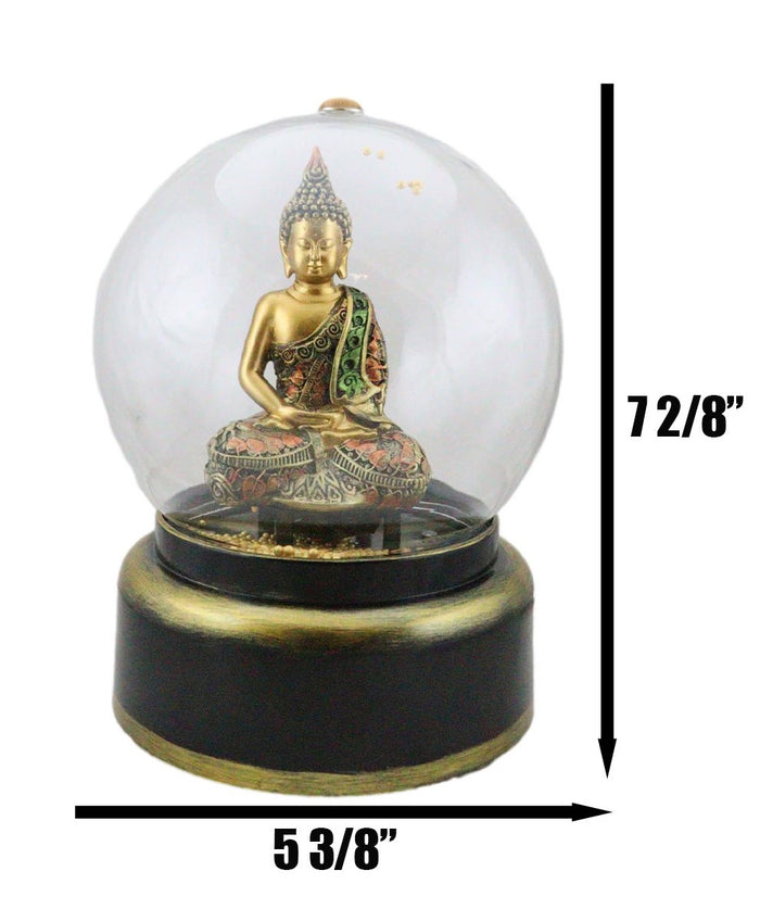 Eastern Enlightenment Buddha Meditating Air Powered LED Light Golden Water Globe