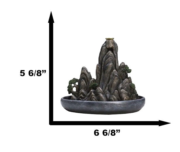 Eastern Feng Shui Tranquil Zen Rocky Mountain Range Backflow Cone Incense Holder