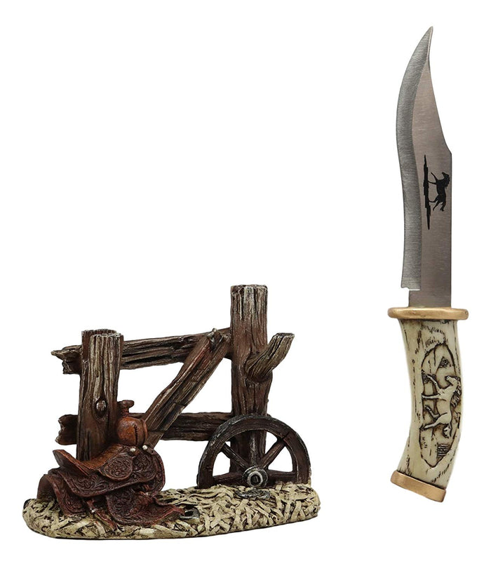 Ebros 10 1/2" Decorative Horse Handle / Blade Knife With Western Display Stand