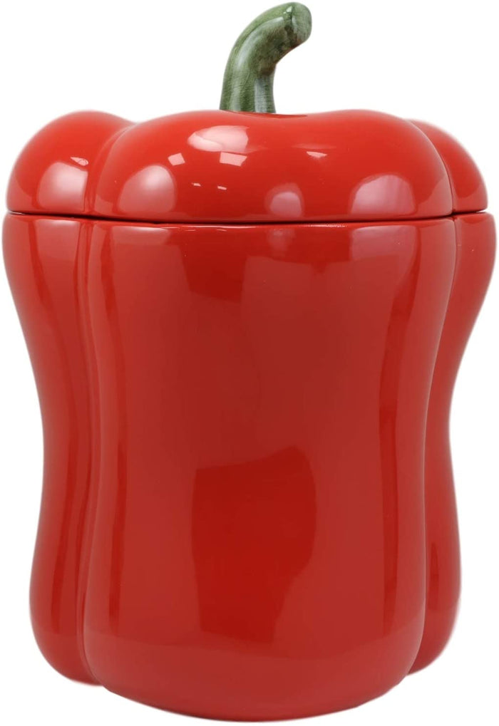 Ebros 10" H Ceramic Whole Bell Pepper Vegetable Canister Container Jar With Lid