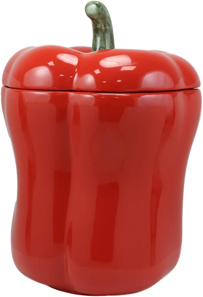 Ebros 10" H Ceramic Whole Bell Pepper Vegetable Canister Container Jar With Lid