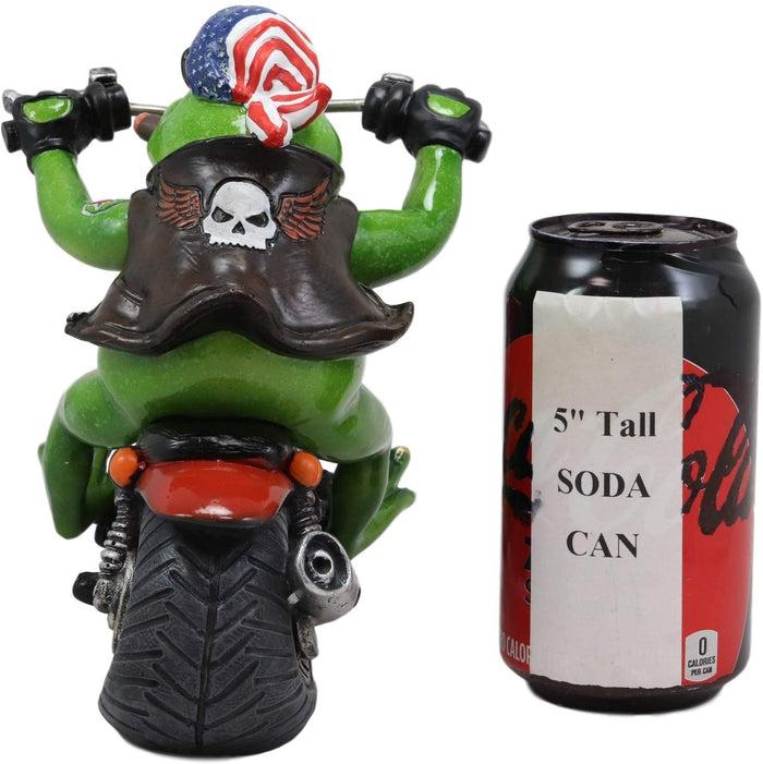 Ebros 10" Long Born To Ride Freedom Patriotic USA Frog Riding Red Chopper Motorcycle Bike Statue Biker Frogs Toads With American Flag Bandanna Home Decor Accent