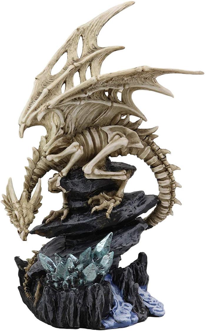Ebros 10" Tall Gothic Skeleton Bone Dragon Perching On Crystal Cavern Statue Shadow Ghost Alchemy Drake Fantasy Dungeons And Dragons Decor Figurine Ossuary Macabre Halloween Figurine