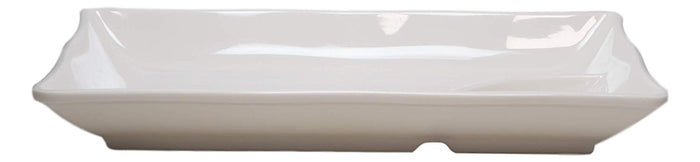 Ebros 10" White Rectangular Serving Plate Or Slate Or Dish With Sauce Partition