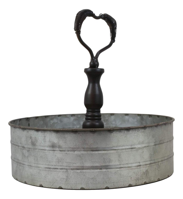 Ebros 11.25" Wide Metal Tray With Heart Shaped Handle Western Spice Rack Decor