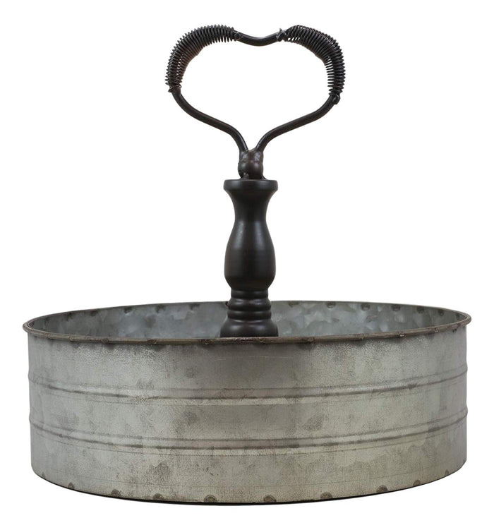 Ebros 11.25" Wide Metal Tray With Heart Shaped Handle Western Spice Rack Decor