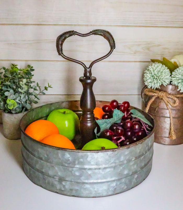 Ebros 11.25" Wide Metal Tray with Heart Shaped Handle Western Spice Rack Decor