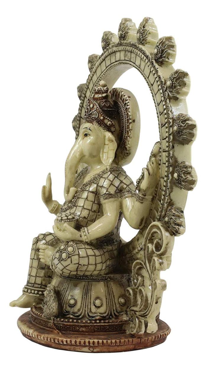 Ebros 11.75" Tall Hindu Vastu Supreme God Nataraja Ganesha Chaturthi On Lotus Throne With Mouse And Arch Ring Of Fire Statue Ganapati Elephant Deity Patron Of Success Arts And Wisdom Hinduism