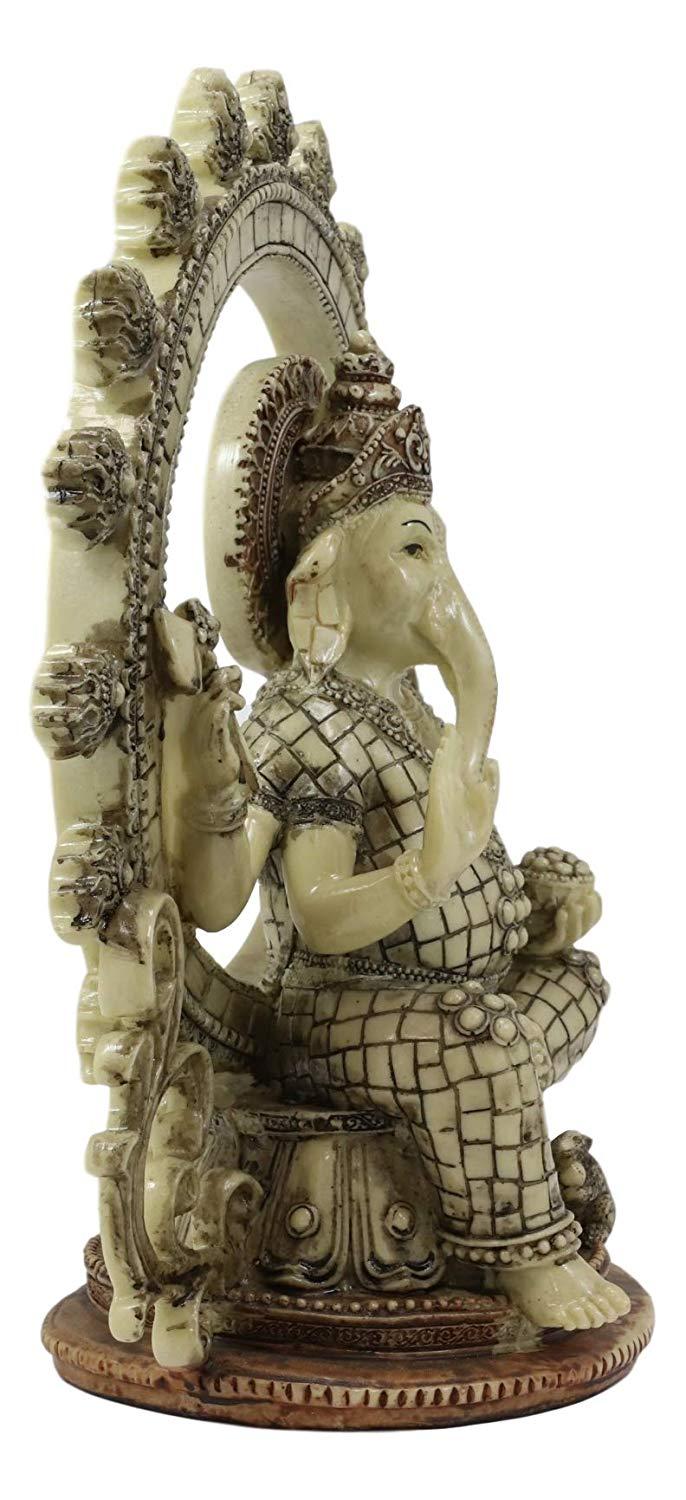 Ebros 11.75" Tall Hindu Vastu Supreme God Nataraja Ganesha Chaturthi On Lotus Throne With Mouse And Arch Ring Of Fire Statue Ganapati Elephant Deity Patron Of Success Arts And Wisdom Hinduism